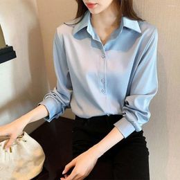 Women's Blouses Lightweight Women Long-sleeve Blouse Elegant Plus Size Cardigan With Turn-down Collar Long Sleeves Soft Casual For Work