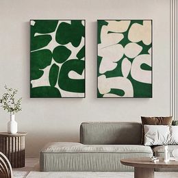 s Abstract modern green shape art canvas painting Nordic brown posters and printed wall art images for living room home decoration J240505