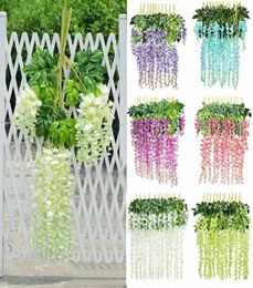 New Artificial ivy flowers Silk Flower Wisteria Vine flower Rattan for Wedding Centerpieces Decorations Bouquet Garland Home Ornam1415953