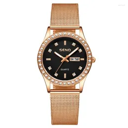Wristwatches Fashion Automatic Watch Women's Waterproof Glow-in-the-dark Double Calendar Female Student Diamond
