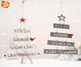 Merry Christmas Letter Wooden Pendants Ornaments Xmas Tree Ornament Wood Crafts For Home Wall Christmas Party Decoration GA4256006028