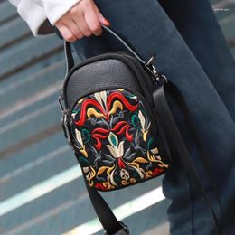 Evening Bags Mobile Phone Bag Vertical Zipper Multi-compartment Handbag Mini Oxford Embroidery Women's Shoulder Niche Portable Coin
