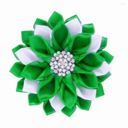 Brooches Quality White Green Silk Ribbon Petal Flower Corsage Social Letters Iota Phi Lambda Pin Women Links Brooch