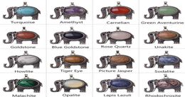 Elephant Gemstone Jewellery Pendant Silver Plated Cute Necklace Men and Women Simple 12pcs8530983