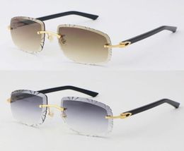 Metal Rimless Black Gold Sun Glasses Oversized Round Sunglasses With C Decoration Blinged Out Gradient Lenses Luxury Diamond cut L2641292