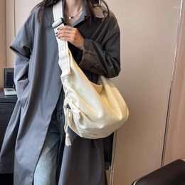 Hobo Large Canvas Women's Bag Shoulder Cross Drawstring Messenger Y2K Eco Shopper Korean Satchel Pockets Designer Handbag