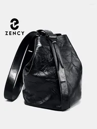 Totes Zency Genuine Leather Pleated Handbag 2024 Crossbody High Quality Soft Cowhide Ladies Tote Bags Shoulder Messenger