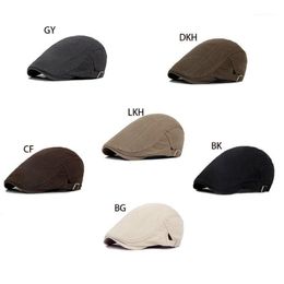 Men Classic Cotton Duckbill Flat Beret Cap British Style Solid Color Retro Newsboy Cabbie Driving Hunting Adjustable Painter Hat1 231J