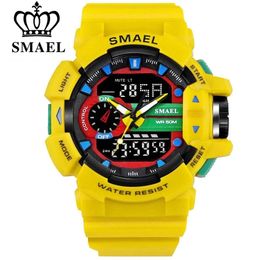 SMAEL MEN SPORT SEUTIGE MILITARY Uhren LED Quartz Dual Display wasserdichte Outdoor -Sport -Männer -Armbanduhren Relogio Maskulino Ly19 243f