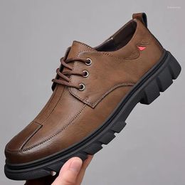 Casual Shoes Men's Business Leather Retro Trendy Work Youth Lace Up Single Sapato Social Masculino Chaussures Hommes