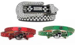 Designer Simon Belts for Men Women Shiny diamond belt Black on Black Blue white multicolour with bling rhinestones as gift3815542