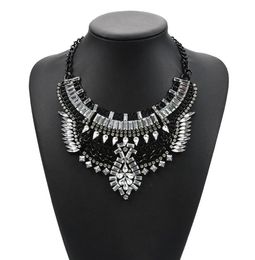 Black Silver Gold Crystal Statement Necklace Vintage Indian Jewelry Choker Necklaces Bib Collar Turkish for Women Accessary 1 Pc5433782