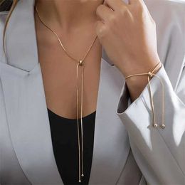 Pendant Necklaces Simple long tassel chain necklace suitable for women fashionable adjustable 2024 jewelry girls gift Q240430