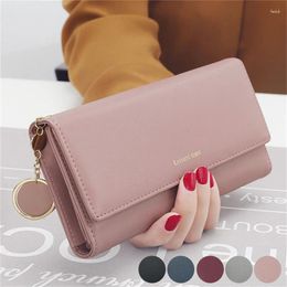 Wallets Fashion Women Brand Letter Long Tri-fold Wallet Purse Fresh Leather Female Clutch Card Holder