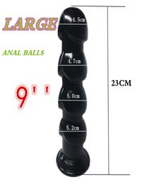 9 Inches Flexible Anal Beads with Sucker Sex Products Anal Sex Toys for Adult Good Quality Silicone Large Butt Plugs 23cm Y200412274760