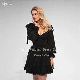 Party Dresses Qanz Short Simple Homecoming Black Girls Long Sleeves Plus Size Vestidos De Festa 2024 Para Eventos Especiales