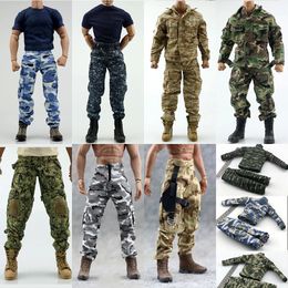 1/6 Camouflage Jungle Jacket Pants Army Clothes Combat Military Uniform Hat Kneepad Body Armor Helmet For 12In Action Figure 240430