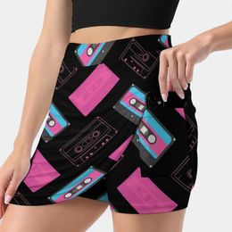 Skirts Cassette Mixed Pattern ( Black ) Women's Skirt Sport Skort With Pocket Fashion Korean Style 4Xl