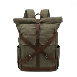 Backpack Waterproof Vintage Waxed Canvas Men Backpacks Leisure Rucksack Travel School Bags Laptop Bagpack Shoulder Bookbags