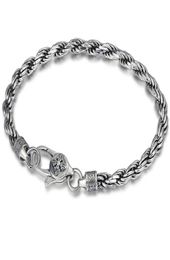 Quality 925 Sterling silver Braided link chain bracelets 4MM American European antique handmade vintage designer luxury jewelry ac1192510