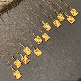 Designer Celi Pendant Necklaces for Woman Gold-plated Suitable Europe and America Constellation Plate Square Necklace Jewellery Gift Klay