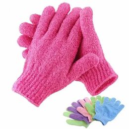 Bath Tools Accessories New five finger bath gloves exfoliating scrub body massage SPA foam back cleaning bathroom accessories Q240430