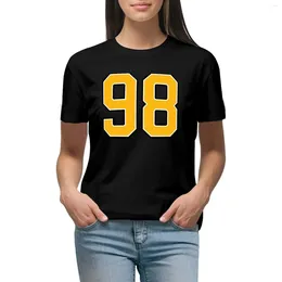 Women's Polos Yellow Number 98 Lucky Sports Jersey Ninety Eight T-shirt Summer Tops Funny Plus Size T Shirts For Women Loose Fit