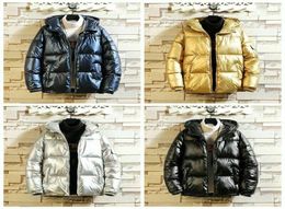 Men Women Hooded Puffer Jacket Shiny Parka Quilted Padded Coat Warm Outwear Chic Gold Coat 9234546745711