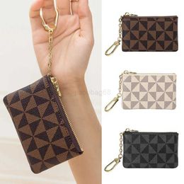 Shoulder Bags Coin Key Storage Bag with Chain Women Mini Coin Purse Luxury Designer Plaid Leather Small Zipper Wallet Ladies Keychain Trendy