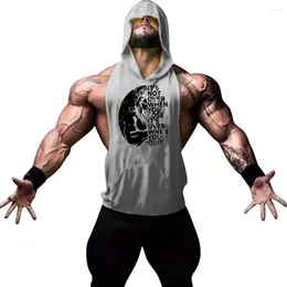 Men's Tank Tops Personalised Bodybuilding Men With Hoodie Quick Dry Gym Fitness Vest Elastic Sleeveless Shirt Workout Running Singlet