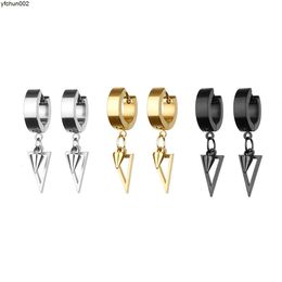 Fashionable Version Triangular Pointed Cone Titanium Steel Female Earrings and Ear Buckles Personalized Set Accessories 0bw7