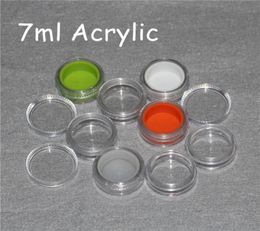 Custom printing plastic container with silicone liner 3ml 5ml 6ml 7ml 10ml acrylic jar for wax dab bhoacrylic clear wax container5932204