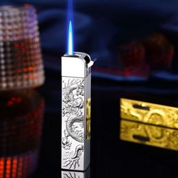 Emed Dragon Lighter Metal Windproof Blue Flame Butane Lighter