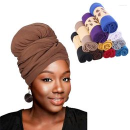 Ethnic Clothing African Head Wraps For Women Pretied Cotton Turban Stretch Headband Tie Sleeping Muslim Plain Jersey Scarf Hijab Wrap