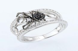 S983 Fashion Jewellery Black Spider Ring Zircon Diamond Rings5143661