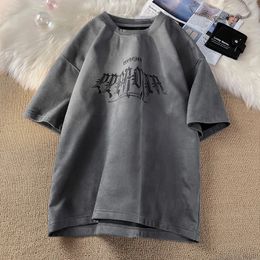 Gothic Men T-shirt Letter Print Tees Hip Hop Short Sleeve Man Tops Large Size Couples Fashion Tee Top Male Casual Loose Clothing 240426