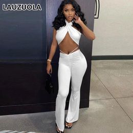 Women's Two Piece Pants 2 Women Crop Top And Matching Set 2024 Summer Fashion Club Party Low Waist Leggings Suit Outfits