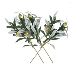 Decorative Flowers 3 Pcs Artificial Olive Branch Faux Plant Branches Stems Small Fake Pvc Home Tree For Vase