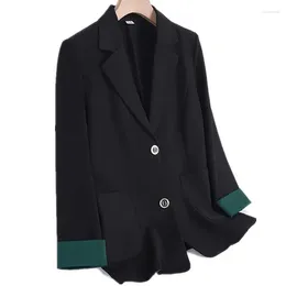 Women's Suits Black Suit Jacket Women 2024 Spring Fashion Temperament Long Sleeve Thin Blazer Coat Female Single-Breasted Outerwear W269