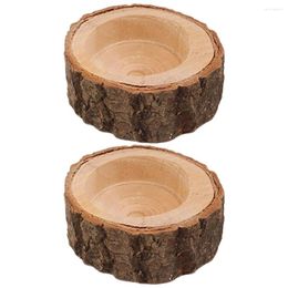 Candle Holders 2 Pcs Decor Stake Holder Wooden Candlestick Christmas Candleholder Tealight