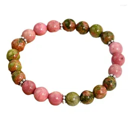 Strand Natural Rhodochrosite Beaded Bracelet Men Women Personality Charm Ornament All-Match Accessories