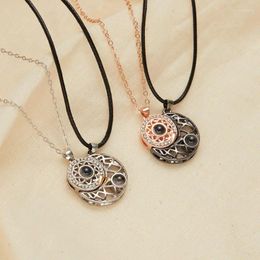 Pendant Necklaces Sun Moon Couple Necklace One Hundred Language "I LOVE YOU" Fashion Zircon Body Chain Projection Men Women Party Jewellery