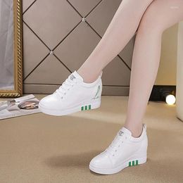Casual Shoes All Season White Hidden Wedge Heels Woman Platform Elevator 7 CM High-heels Outdoor Walking Sneakers Women