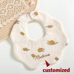 Custom Name Baby Bib Cotton Gauze Waterproof Boy Accessories For Girl Saliva Towel born Infant Stuff Embroidery Gift 240418