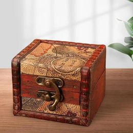 Jewellery Pouches Rustic Wooden Box With Lock Storage Jewellery Trinket Holder For Ring Brooches Bracelets Earrings Ear Studs