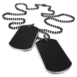 Bowls 2 PCS Alloy Pendant Necklace Black Army Style Name Double Dog Tag Plate Biker Chain 27 Inch Man