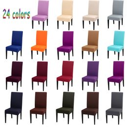 24 Color Chair Cover Spandex Stretch Elastic Slipcovers Solid Color Chair Covers For Dining Room Kitchen Wedding Banquet Hotel 290o