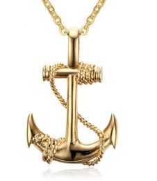 25X37mm Men Nautical Anchor Necklace RainbowGoldBlack stainless steel pirate pendant with chain for man and woman 3801540