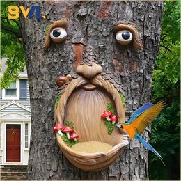Garden Decorations Tree Monster Five Senses Resin Ornament Trunk Decoration Outdoor Patio Creative Hanging