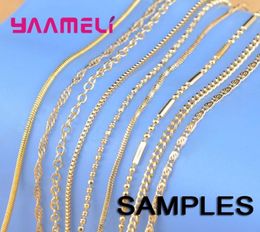 Sample Mixed 9 and 5 Designs 18 Inch Yellow Gold Jewelry ROLO Singapore Necklace Chains With Lobster Clasps 18KGF Stamped8266988